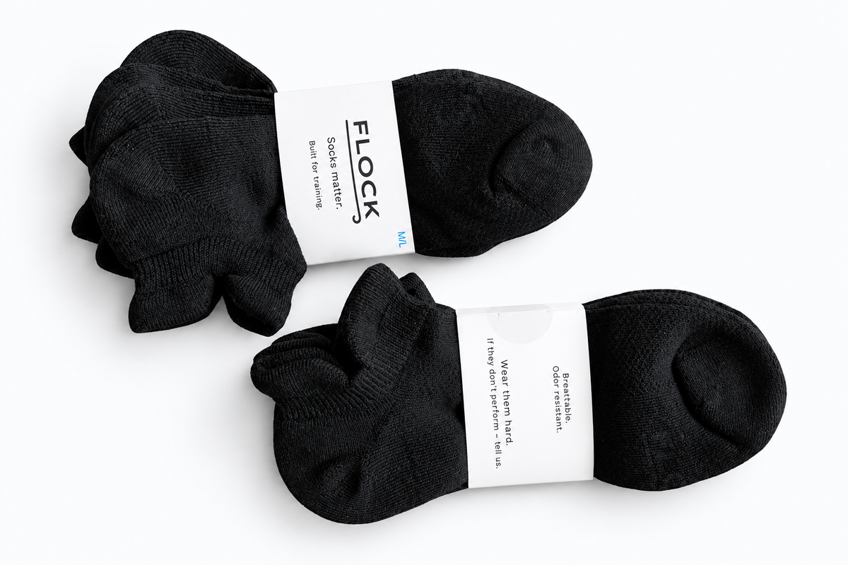 FLOCK merino wool no-show training socks 2-pair packs