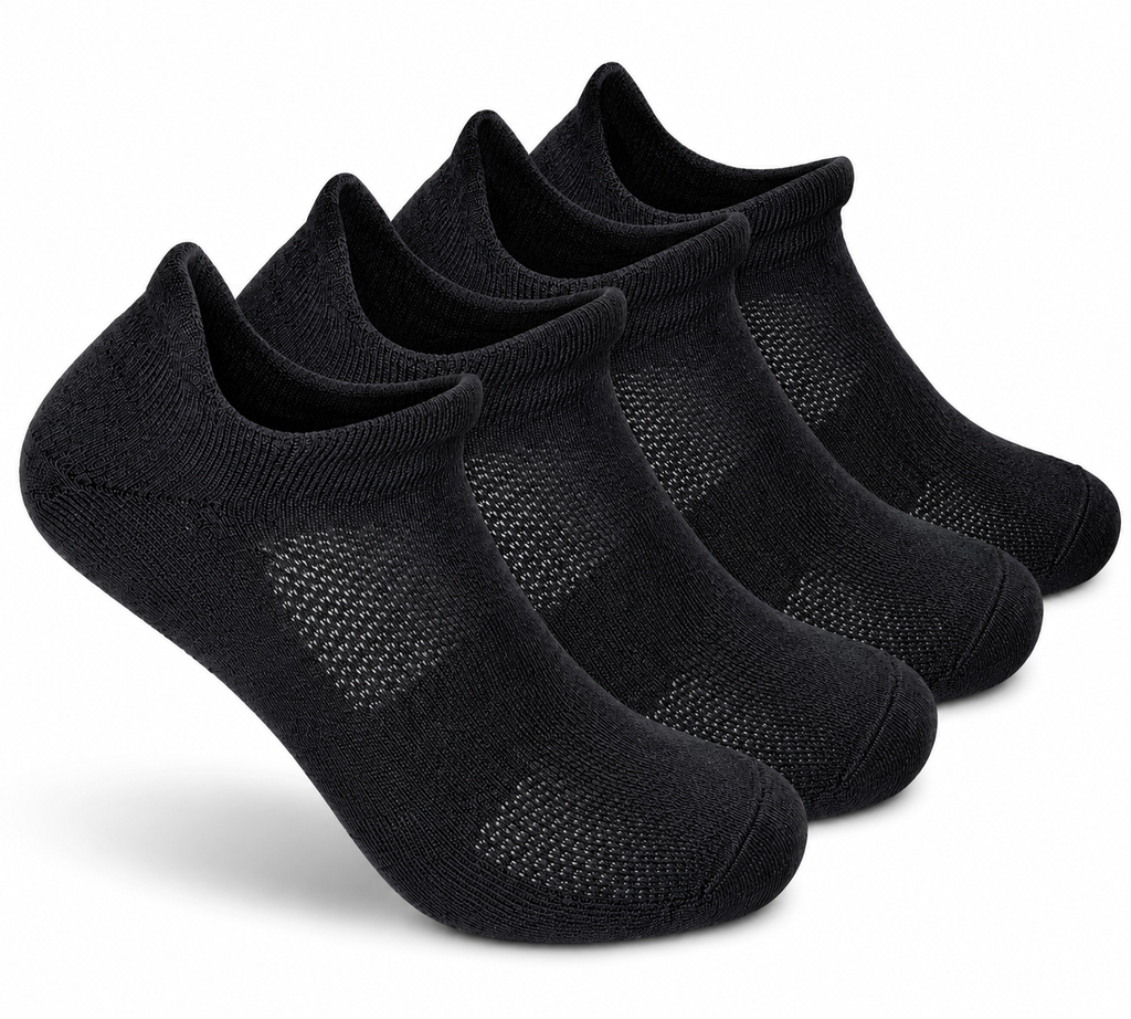 Black FLOCK no-show merino wool training socks