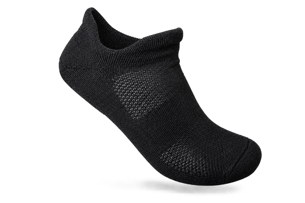 Black FLOCK merino wool no-show training sock