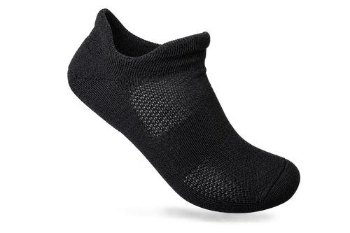 Black FLOCK merino wool no-show training sock